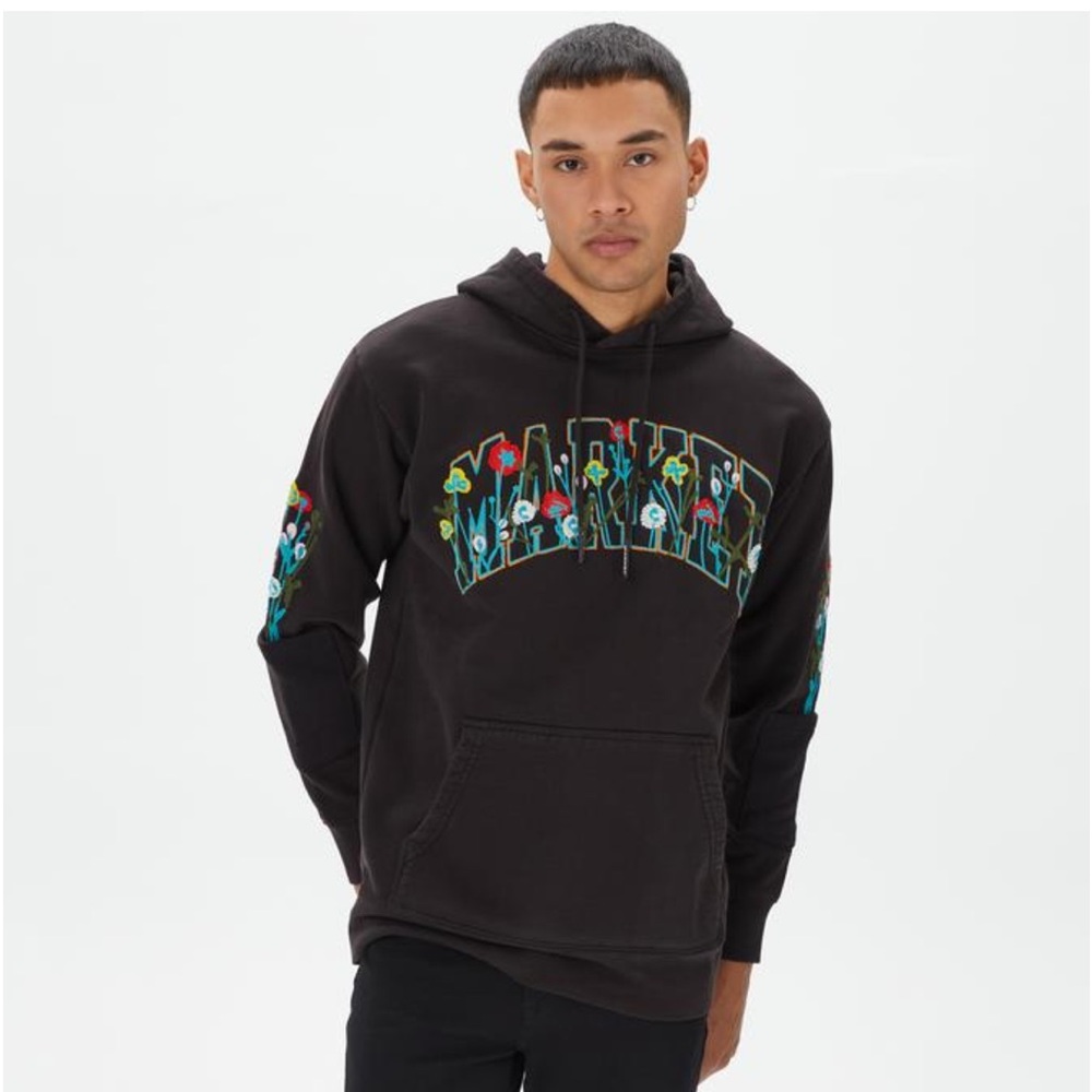 Market Bouquet Hoodie‎ Washed Black Washed. Size XL (B1)